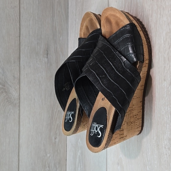 Sofft Women Ciera Leather Crisscross Cork Wedge Sandals shoes sz 8.5M - Picture 3 of 12